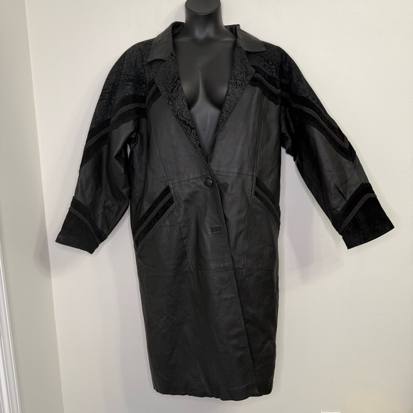 DIMENSION Jackets & Blazers - Long Leather and Suede Coat Size XXL